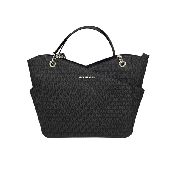 Michael Kors Jet Set Travel Large Chain Shoulder‎ Tote Black Monogram 35F1STVT3B